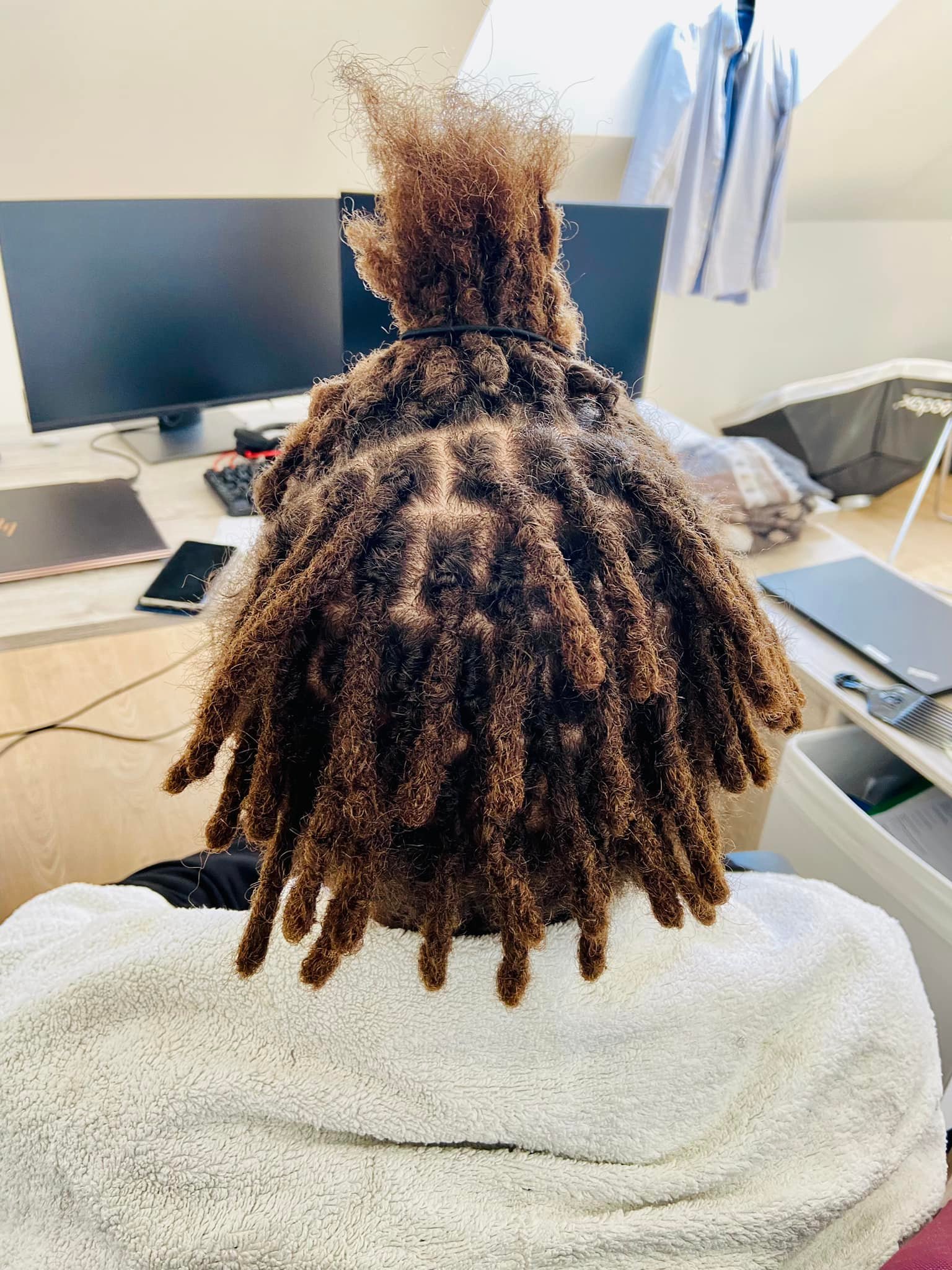 Woman with long, beautiful dreadlocks